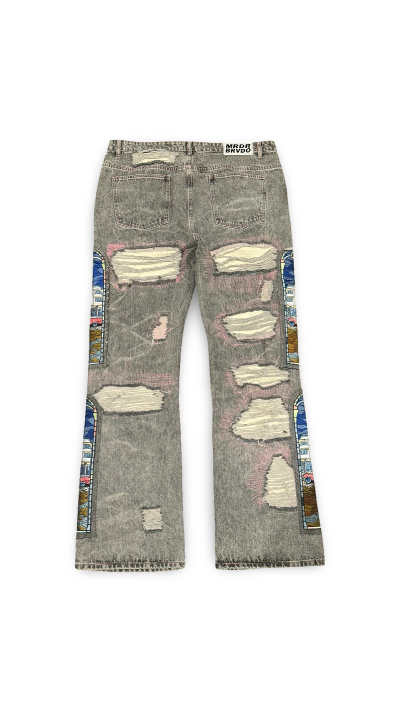 WHO DECIDES WAR STAINED GLASS VINTAGE GREY DENIM