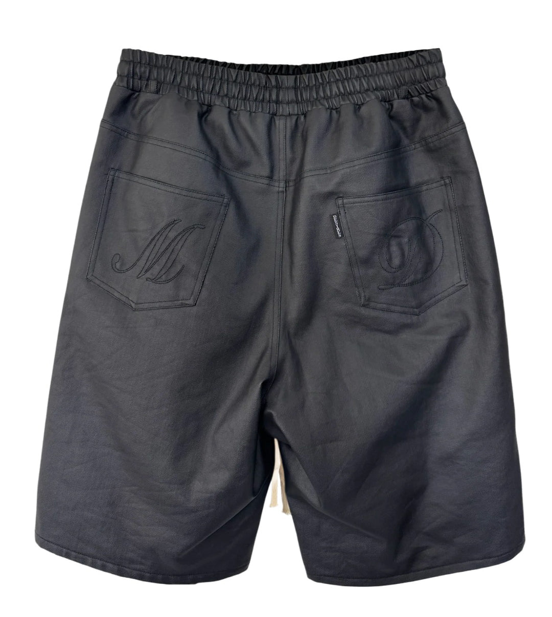 MATIÈRE DE DÈSIRS 'BLACK' WAX DOUBLE KNEE SHORTS