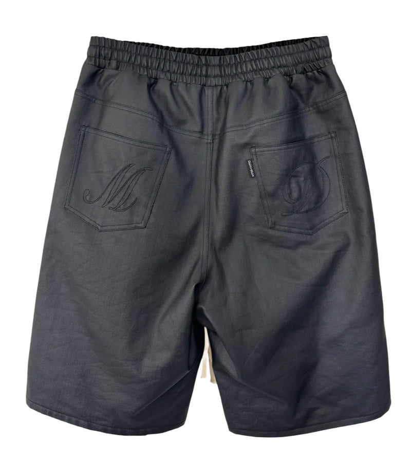 MATIÈRE DE DÈSIRS 'BLACK' WAX DOUBLE KNEE SHORTS