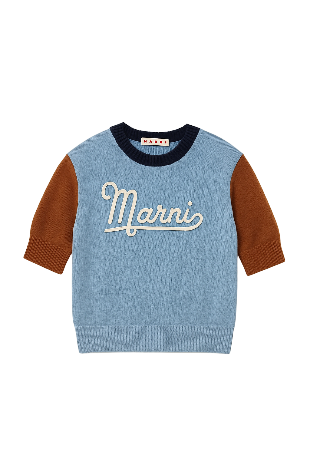 MARNI BLUE & BROWN LOGO SWEATER