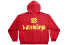 BALENCIAGA TAPE TYPE RIPPED POCKET ZIP UP HOODIE