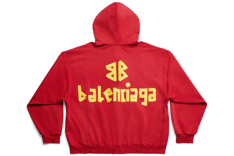 BALENCIAGA TAPE TYPE RIPPED POCKET ZIP UP HOODIE