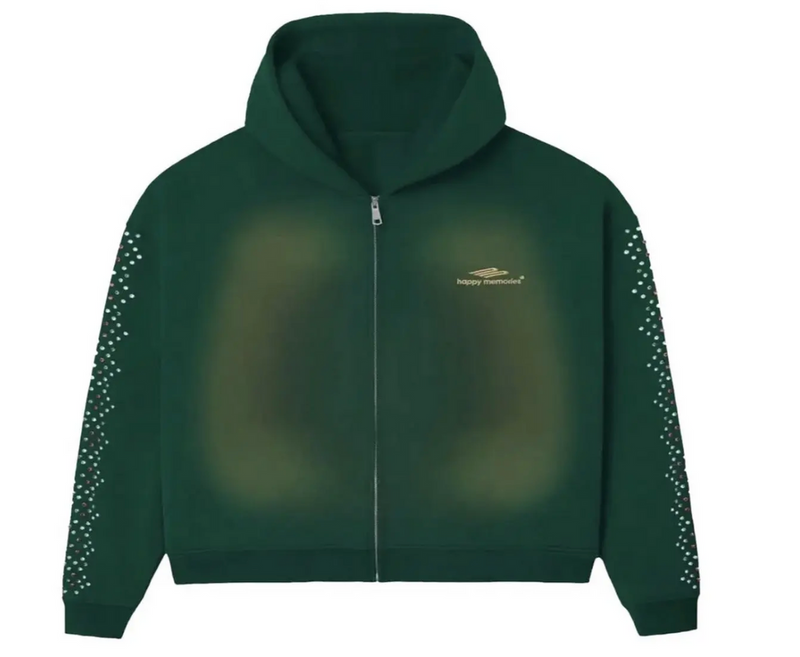 HAPPY MEMORIES DON'T DIE HMDD 'CRYSTAL' GREEN ZIP UP HOODIE