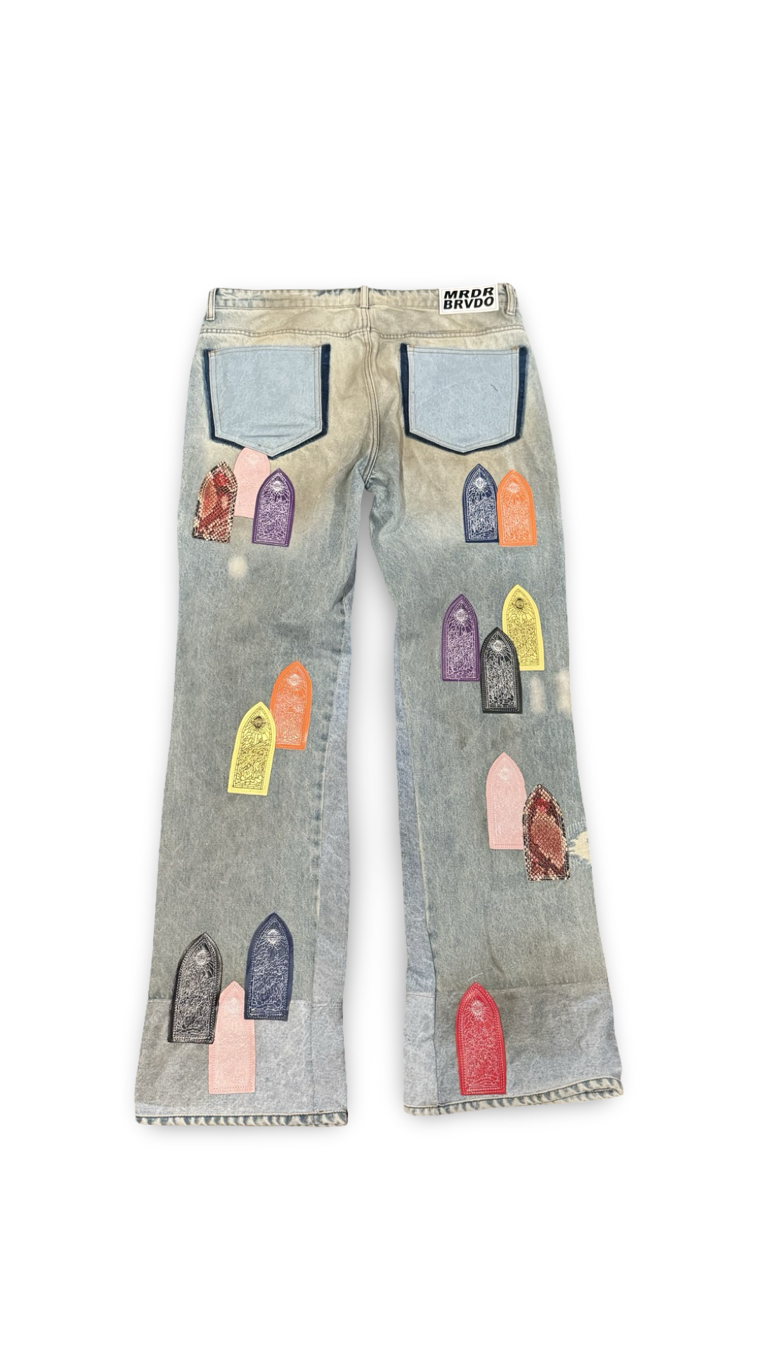 WHO DECIDES WAR PATCHED ARCHED REPAIRED DISTRESSED DENIM ‘MULTICOLOR’