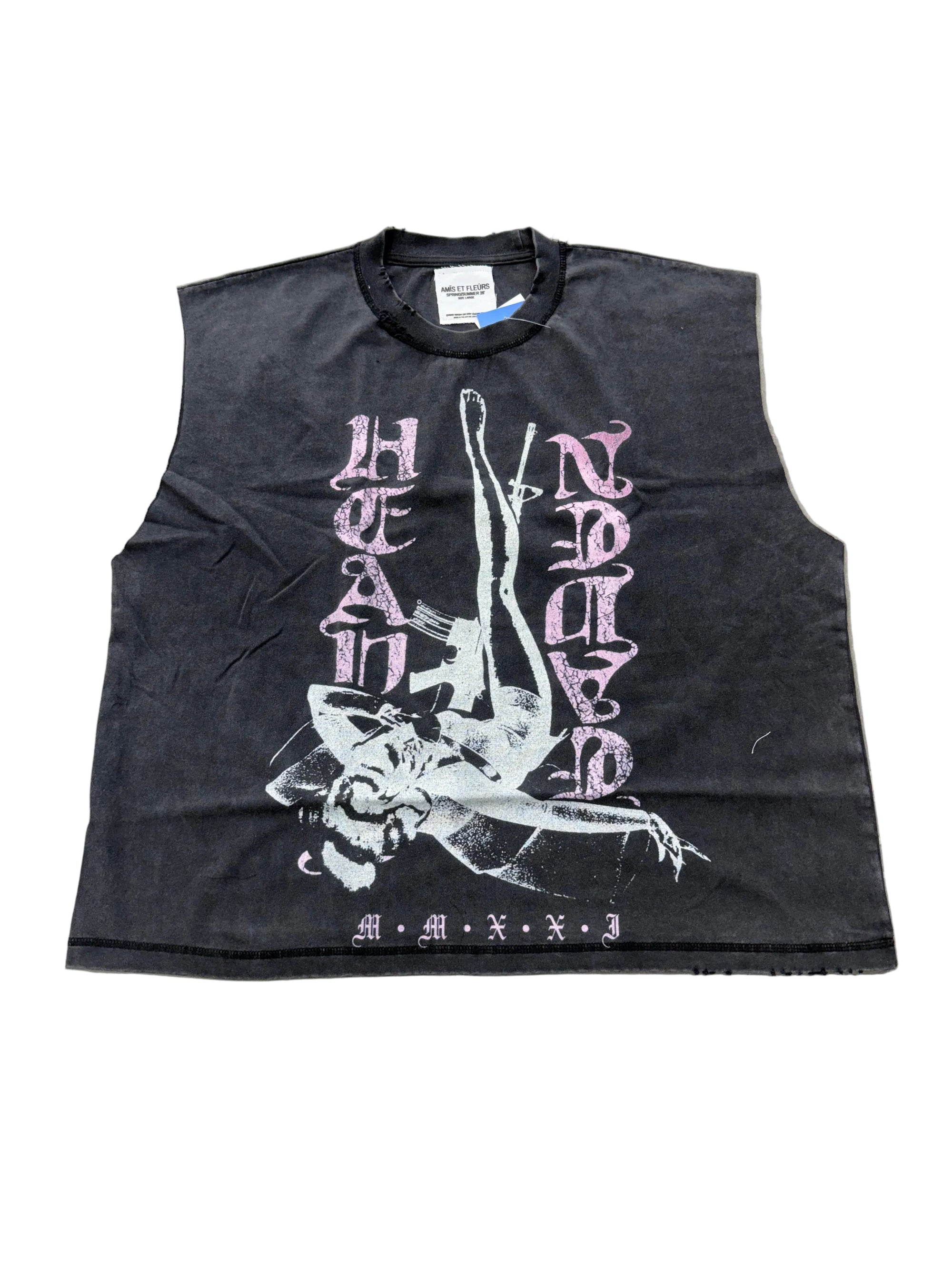 AMIS ET FLEURS DEADLY GRAPHIC CUTOFF TEE