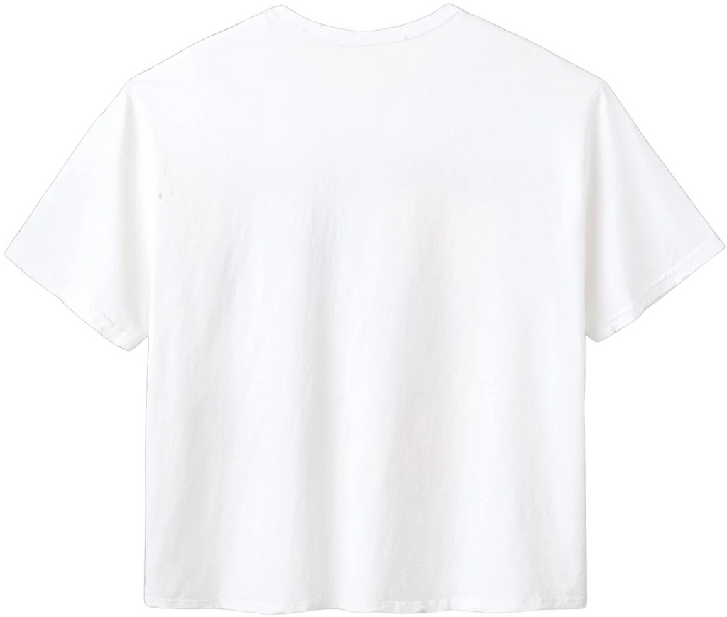 GOLD+VINTAGE GALLERY RASPBERRY HILLS 'DISTRESSED BLANK' WHITE TEE