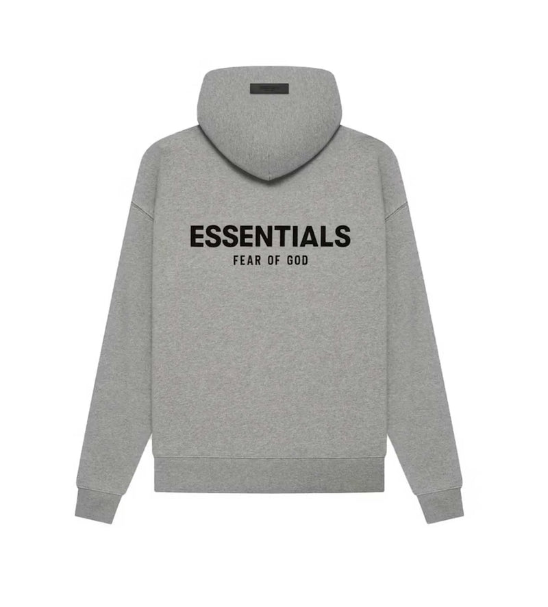 ESSENTIALS DARK OATMEAL VELVET HOODIE