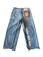 BETTER WITH AGE BLUE LOGO PRINT JEANS