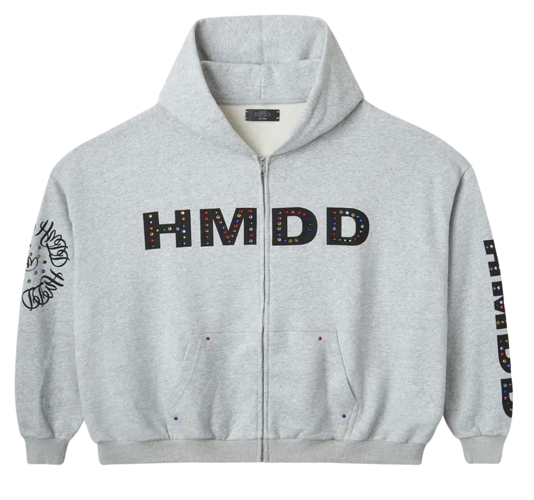 HAPPY MEMORIES DON'T DIE HMDD 'CHIMSTONE' GREY ZIP UP HOODIE