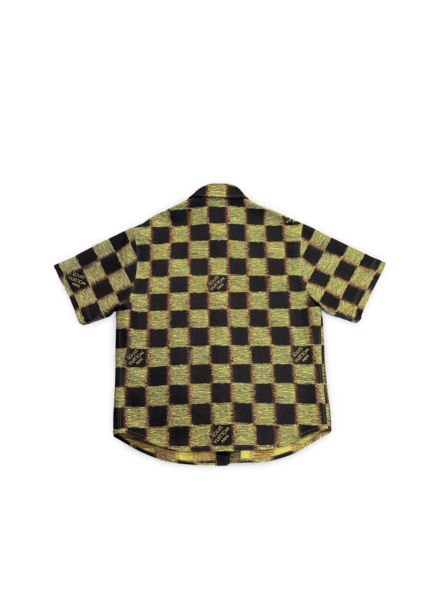 LOUIS VUITTON BLACK YELLOW CHECKERBOARD SHORT SLEEVE SHIRT