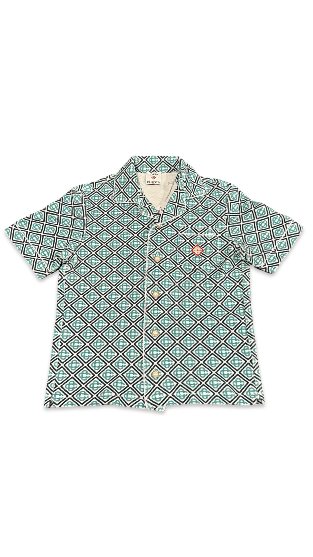 CASA BLANCA MONOGRAM TOWELLING SHIRT BLUE