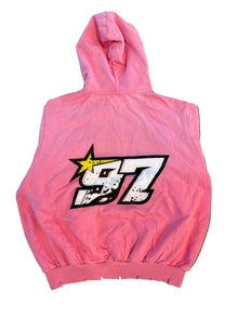 MAISON MARDI PINK DISTRESSED HOODIE