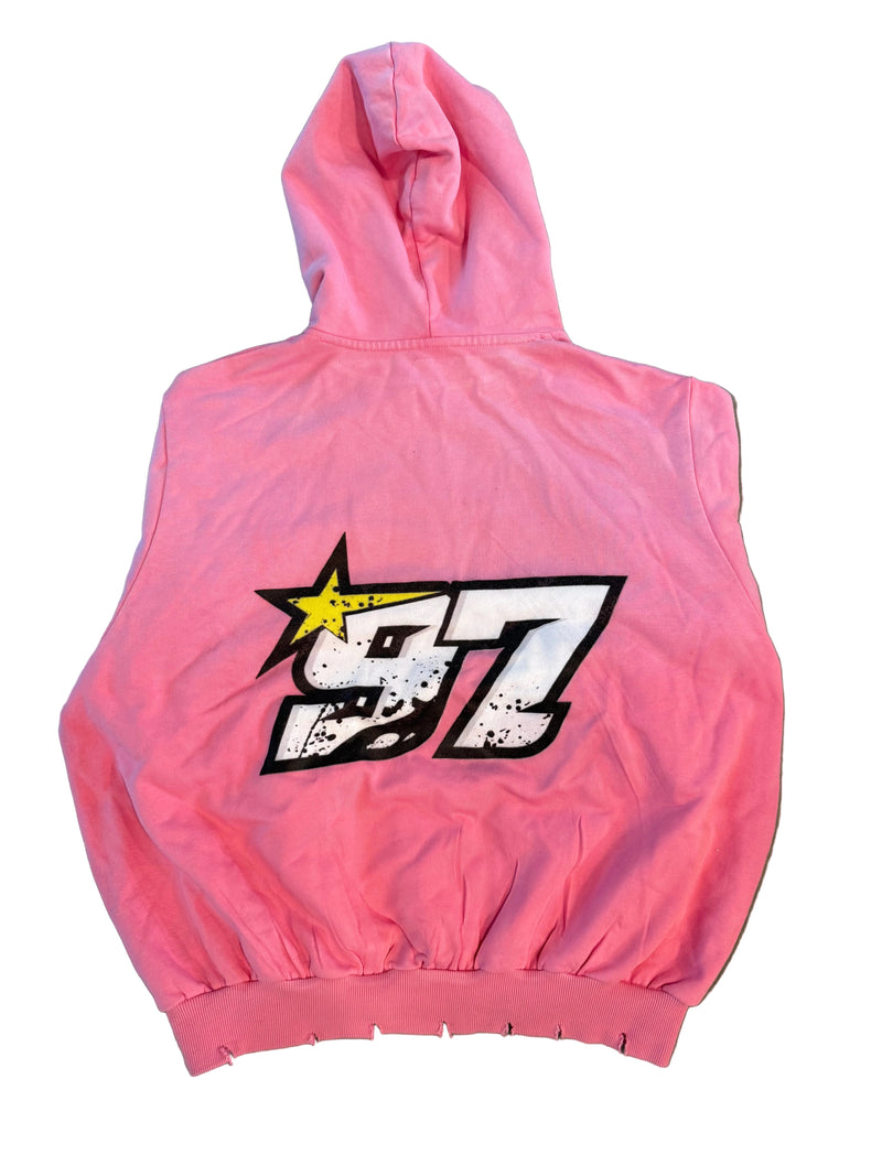 MAISON MARDI PINK DISTRESSED HOODIE