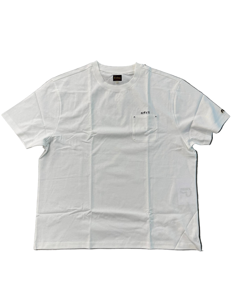 EVISU JAPANESE LOGO EMBROIDERY POCKET TEE
