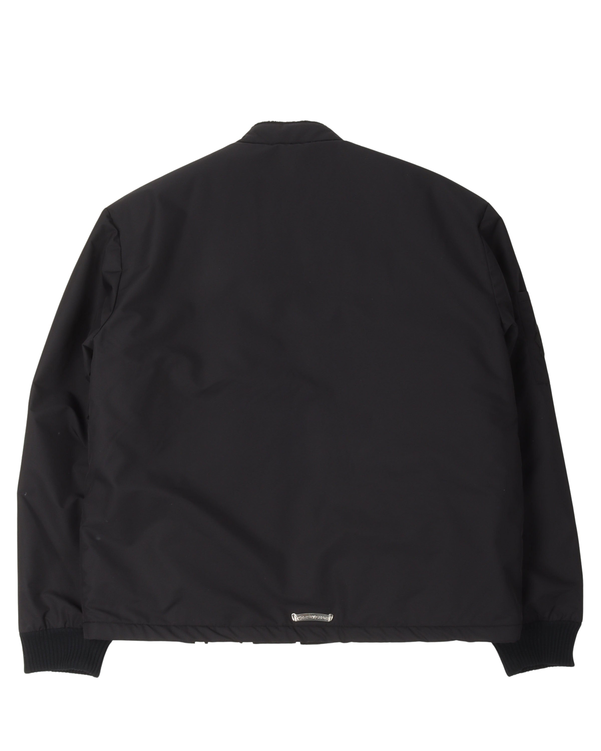 CHROME HEARTS FAUX FUR LINED CEMETERY CROSS PATCH RACING JACKET