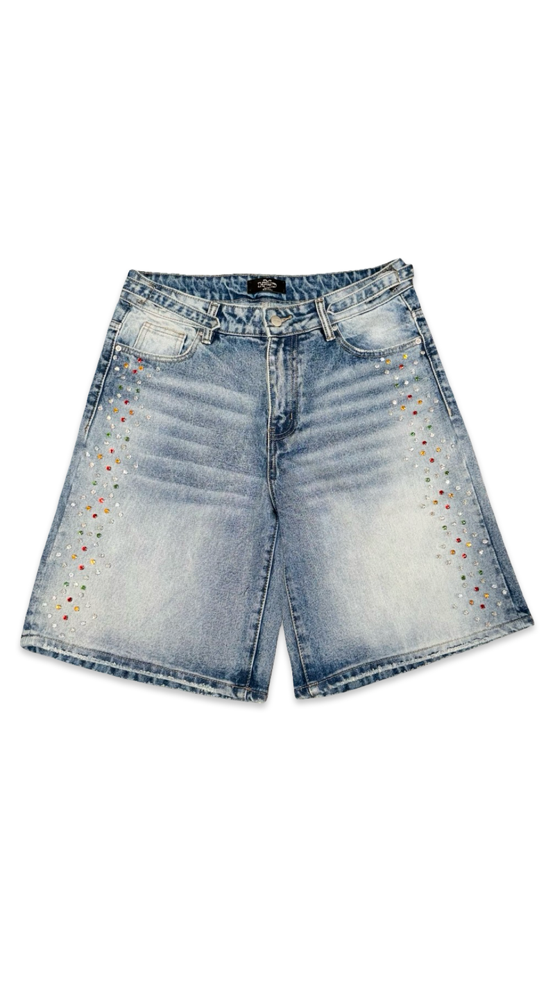 HAPPY MEMORIES DON’T DIE HMDD CRYSTAL DENIM SHORTS