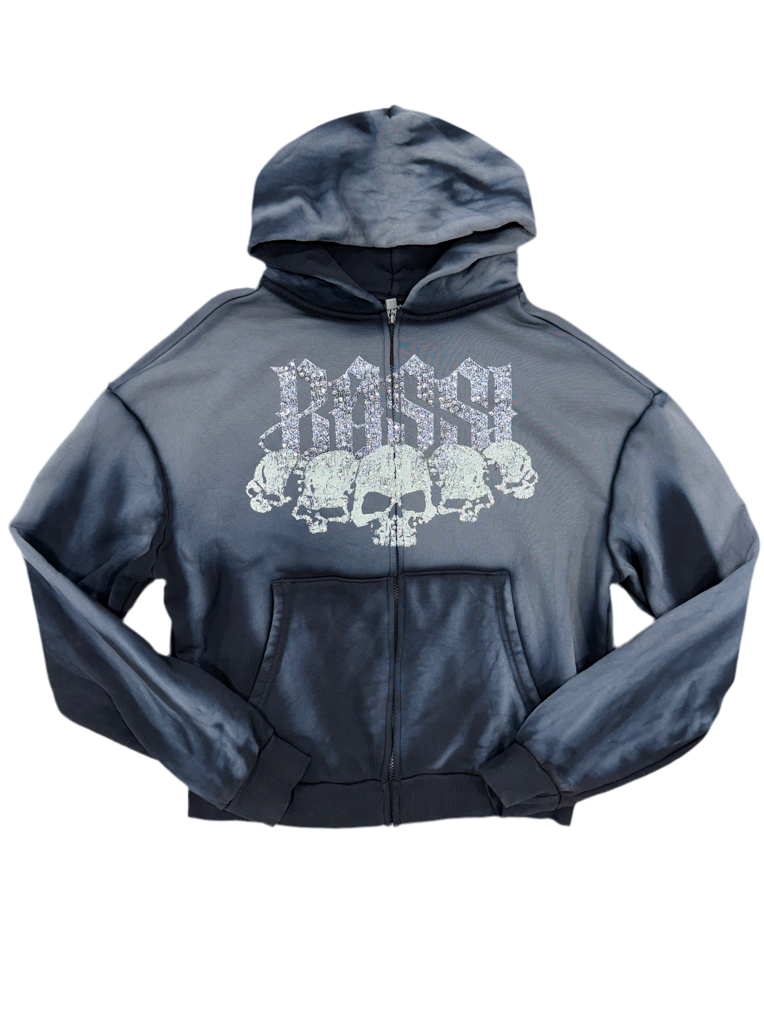 BOSSI BLUE/BLACK SKULL HOODIE