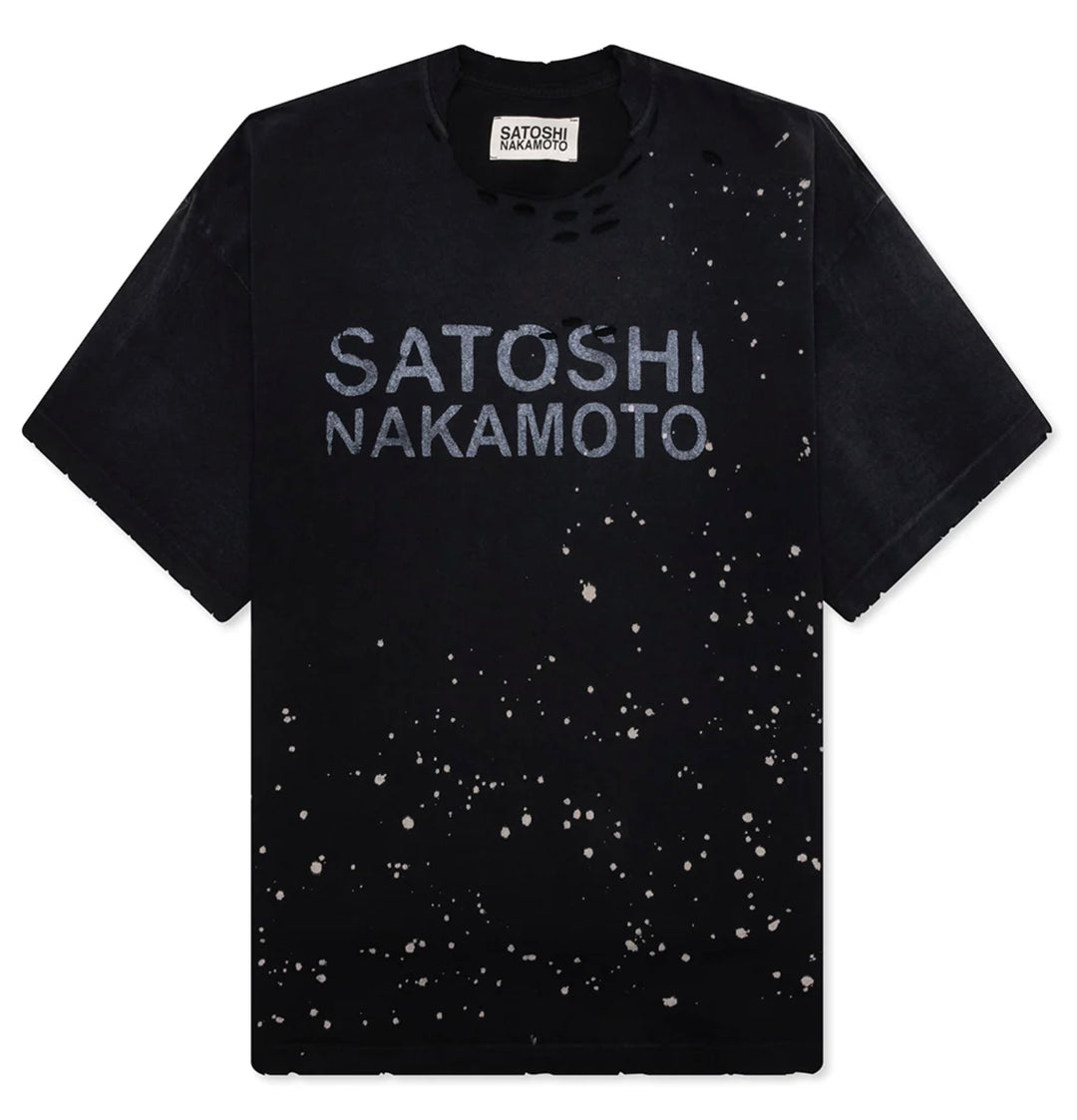 SATOSHI NAKAMOTO 'DESTROYED LUKE' BLACK TEE