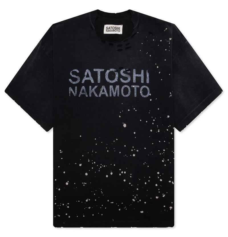 SATOSHI NAKAMOTO 'DESTROYED LUKE' BLACK TEE
