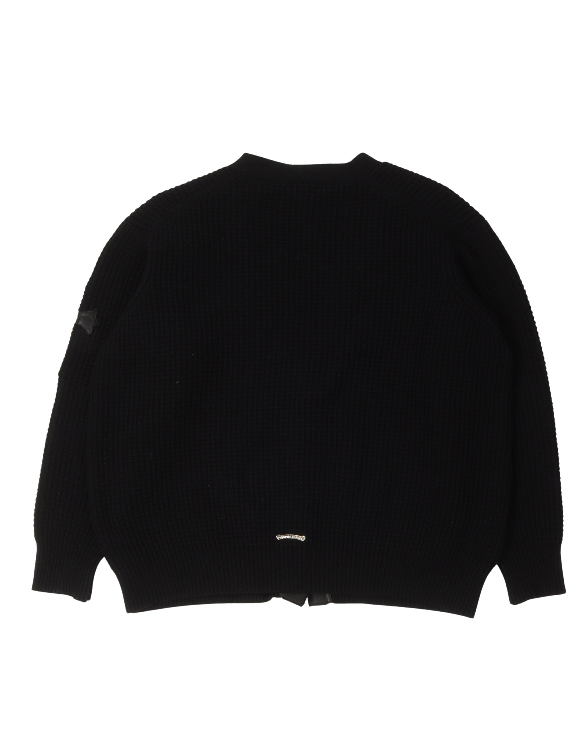 CHROME HEARTS CASHMERE CROSS PATCH CARDIGAN SWEATER
