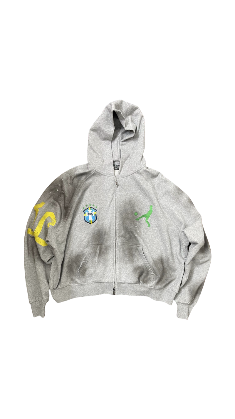 Happy Memories Don't Die HMDD Brasil Zip Up Hoodie GREY