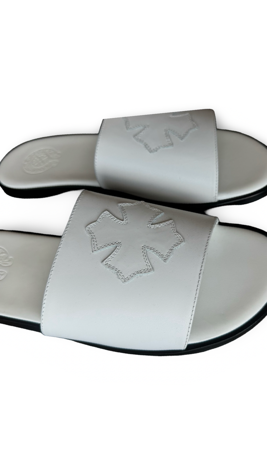 CHROME HEARTS LEATHER SLIDES