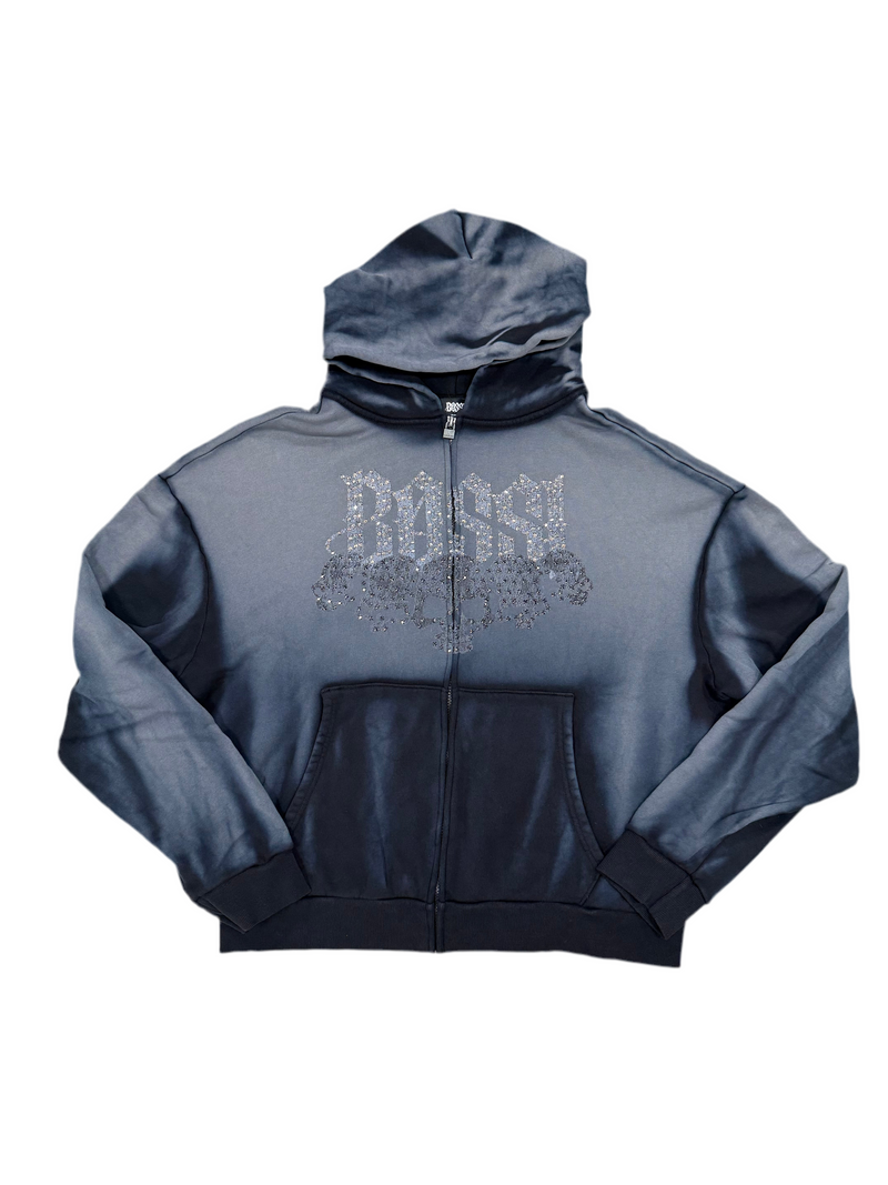 BOSSI BLACK/BLUE SKULL HOODIE