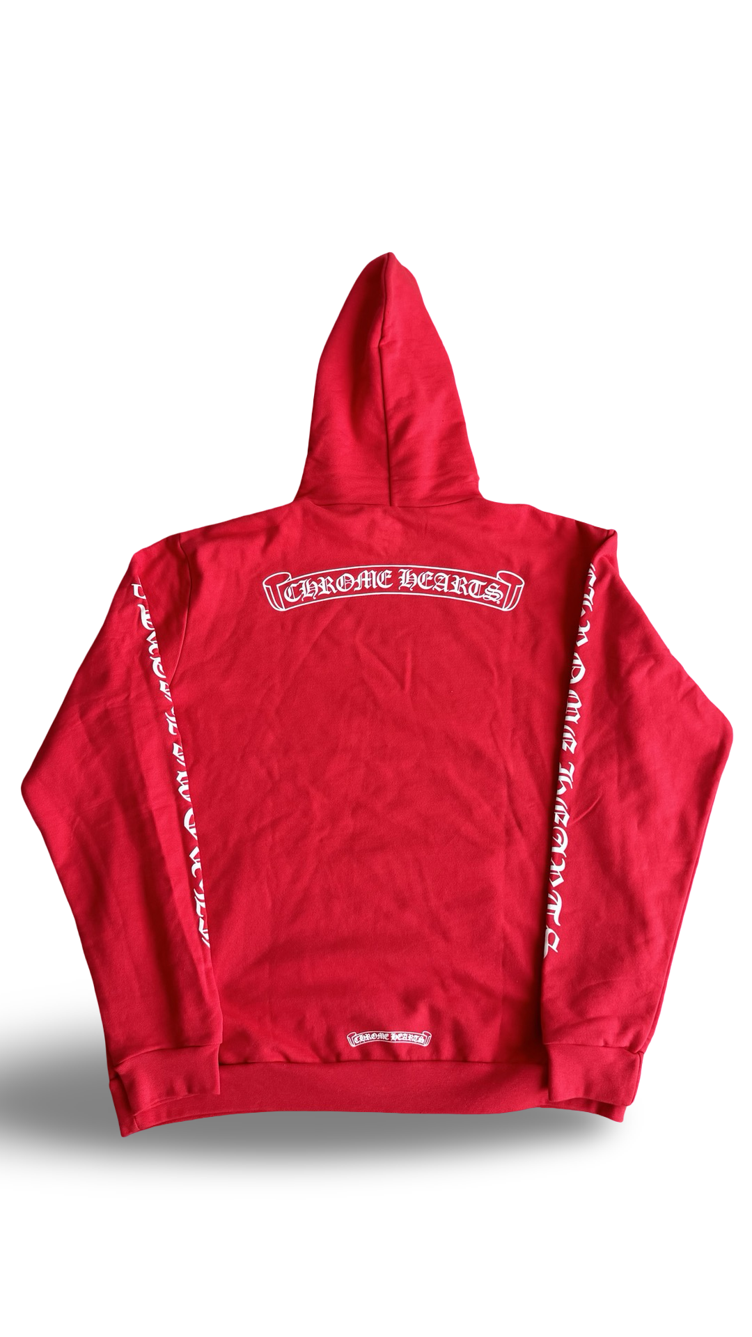 CHROME HEARTS 'SCROLL LOGO' RED/WHITE PULLOVER HOODIE