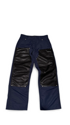 CHROME HEARTS NAVY NYLON LEATHER CARPENTER PANTS