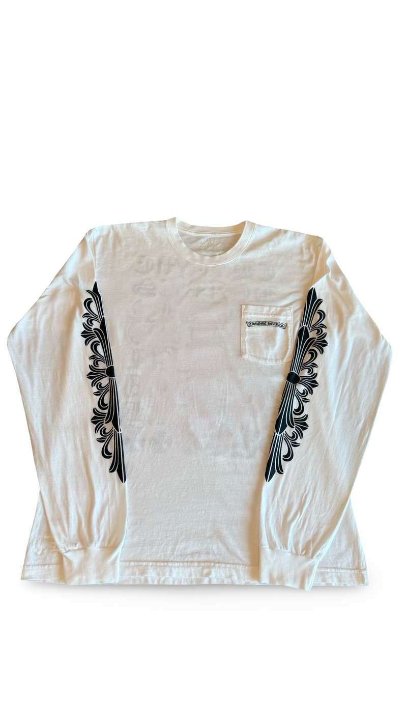 CHROME HEARTS PINK DAGGER SCRIPT LOGO LONG-SLEEVE TEE