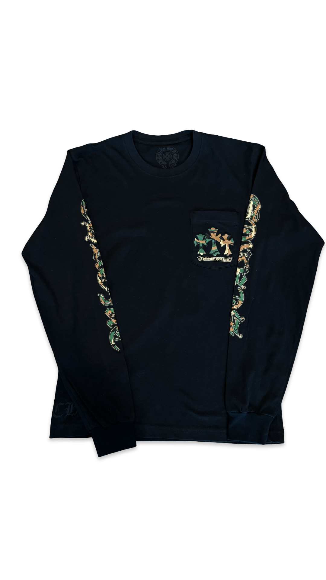 CHROME HEARTS HORSESHOE LONG SLEEVE CAMO Black Tee