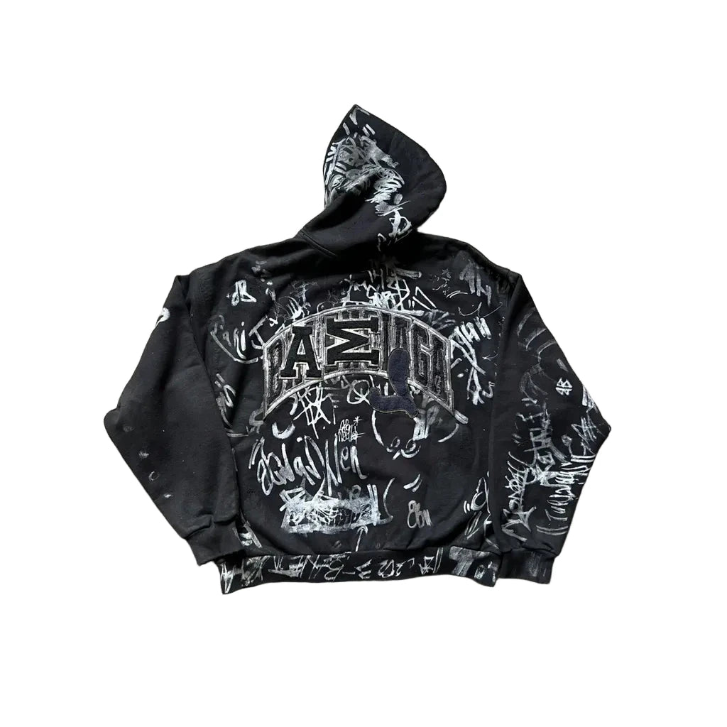 BALENCIAGA BLACK GRAFFITI SKATER HOODIE