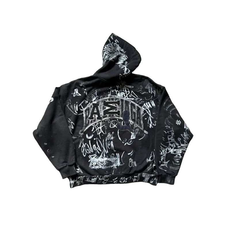 BALENCIAGA BLACK GRAFFITI SKATER HOODIE
