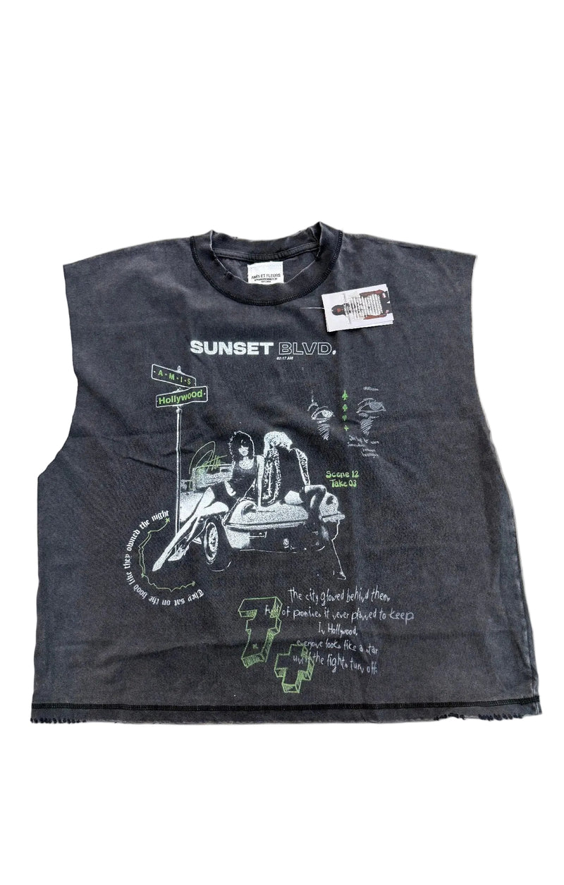 AMIS ET FLEURS SUNSET BLVD CUTOFF TEE