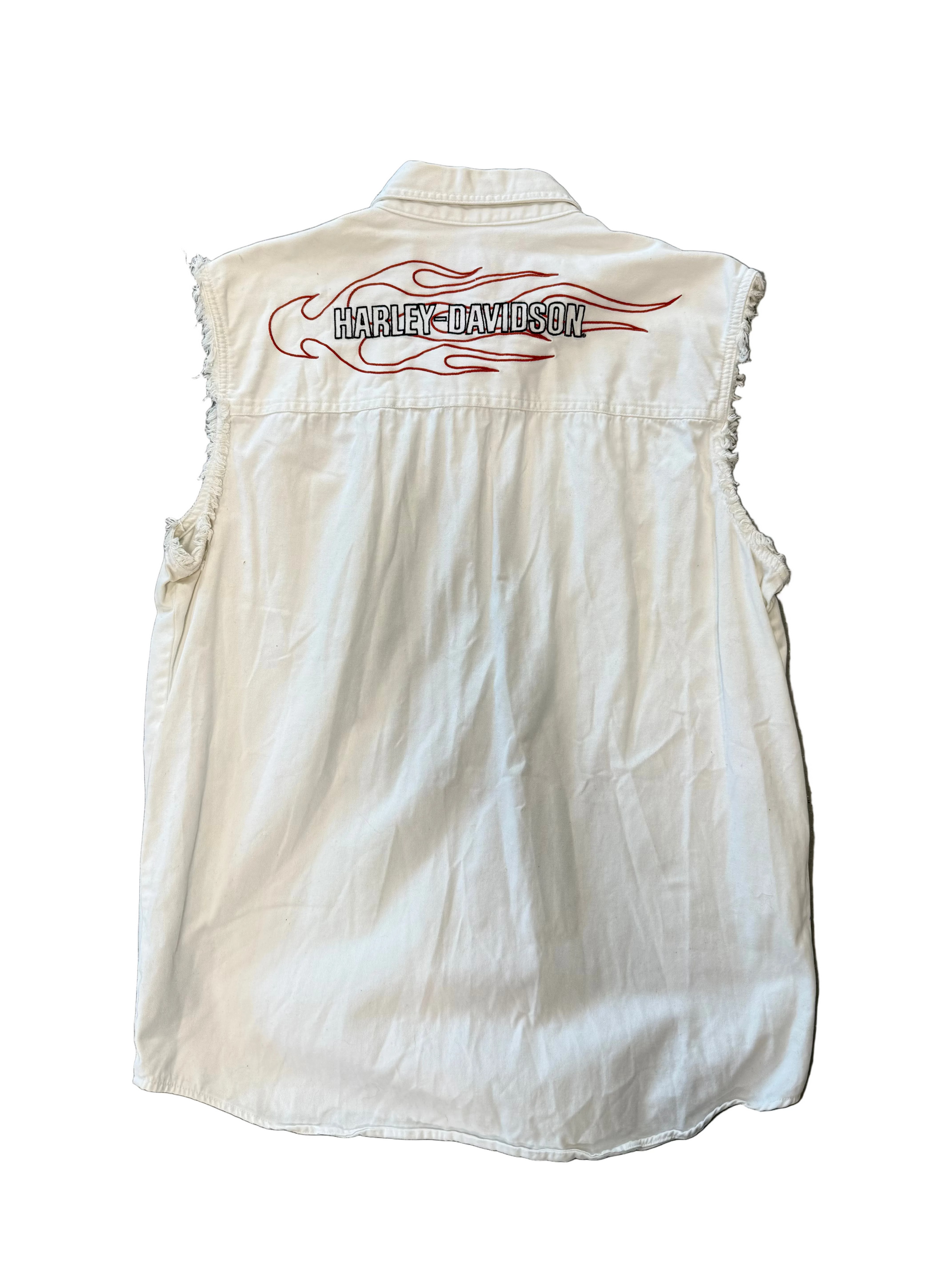 VINTAGE HARLEY DAVIDSON BIKER VEST CUTOFF
