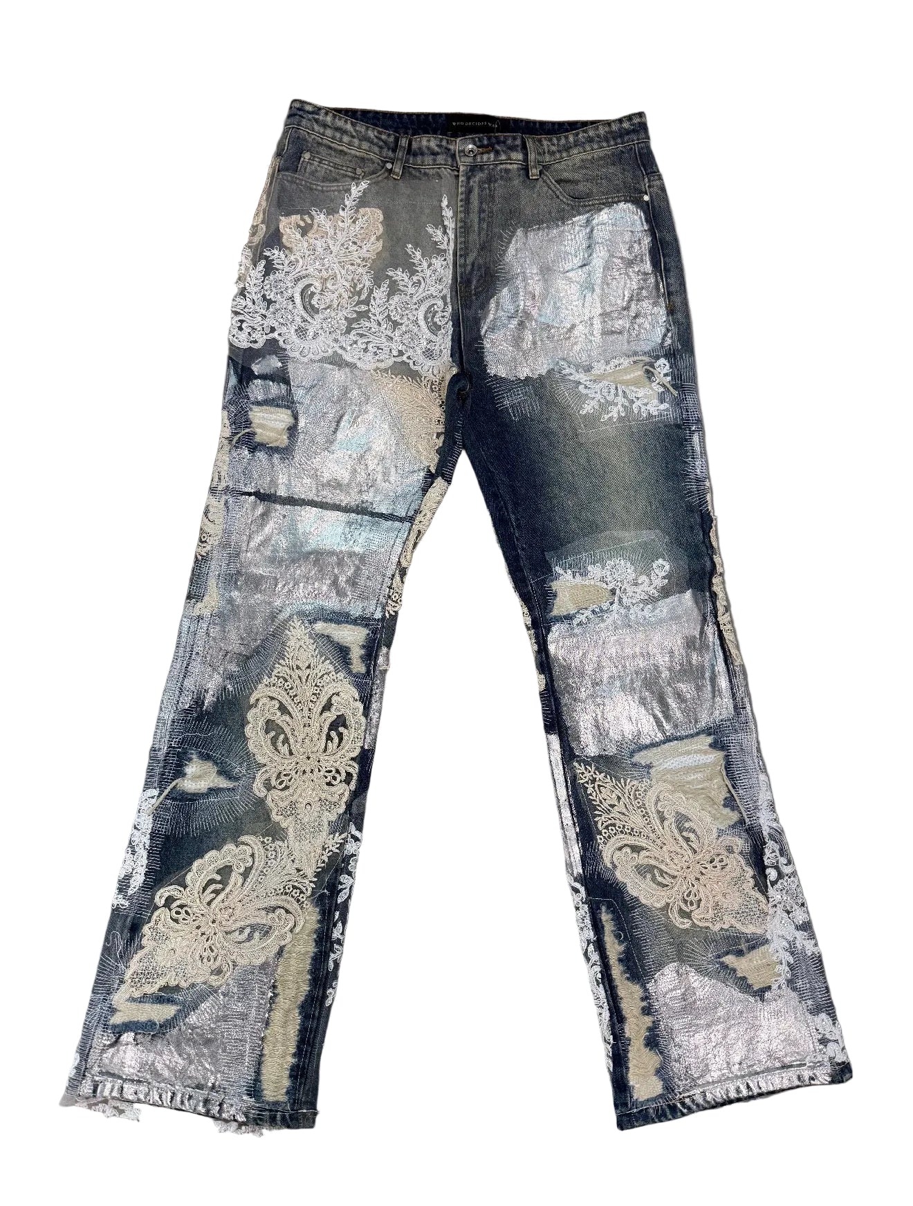 WHO DECIDES WAR METAL LACE JEANS