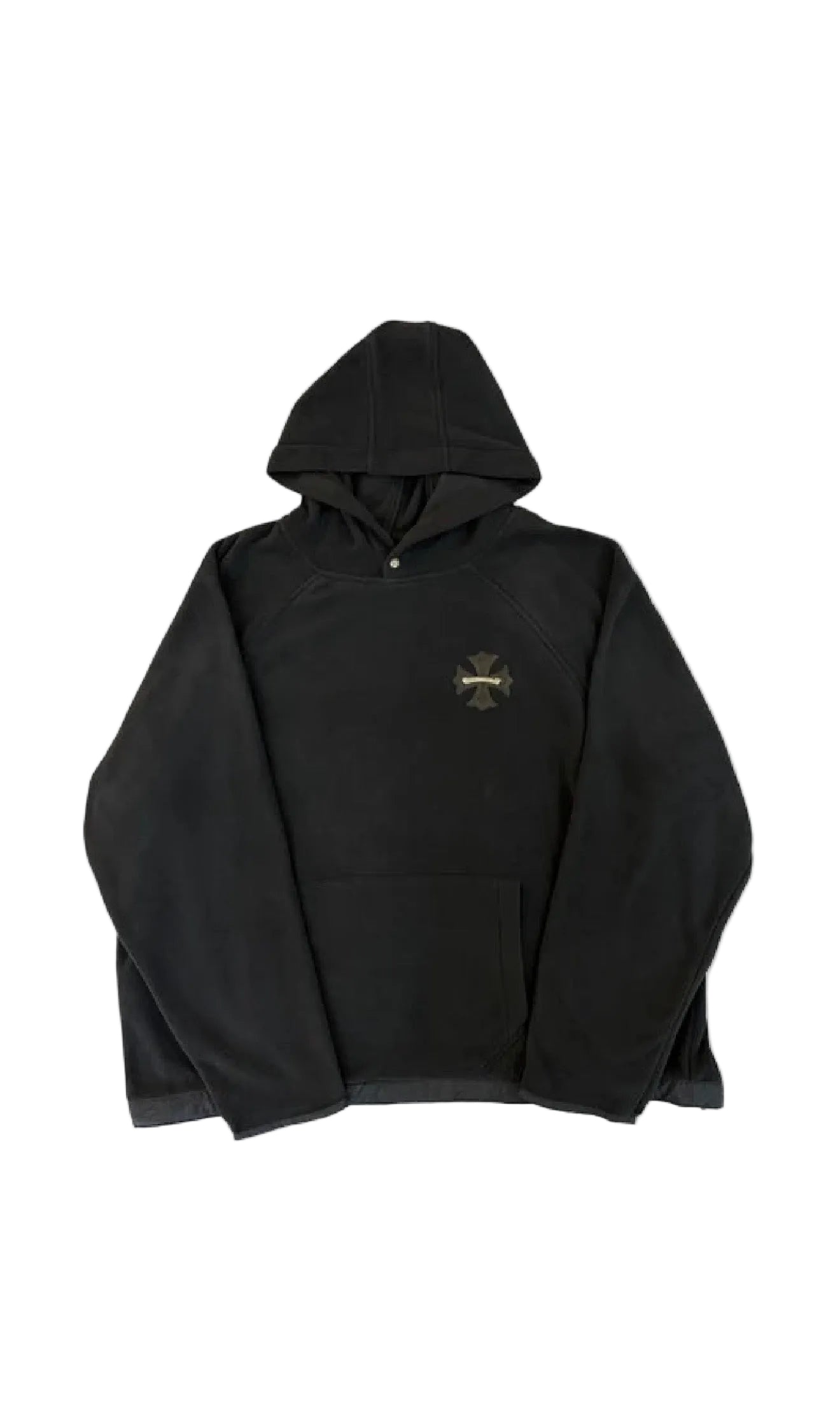 CHROME HEARTS LEATHER PATCH BLACK FLEECE HOODIE