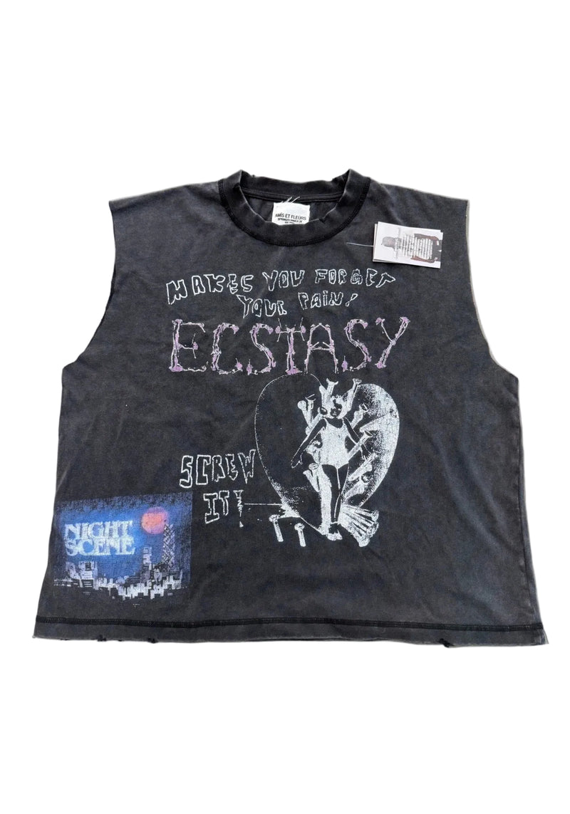 AMIS ET FLEURS ECSTASY CUTOFF TEE