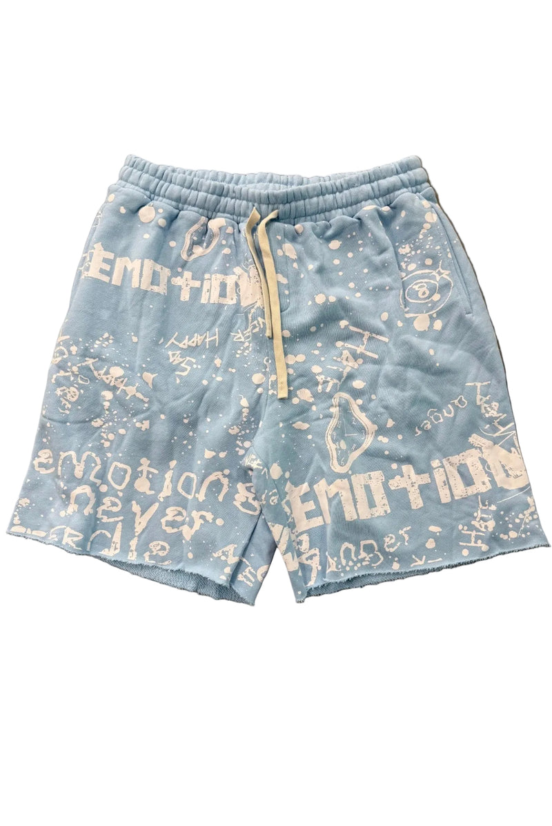 MIXED EMOTIONS BLUE GRAFFITI SHORTS