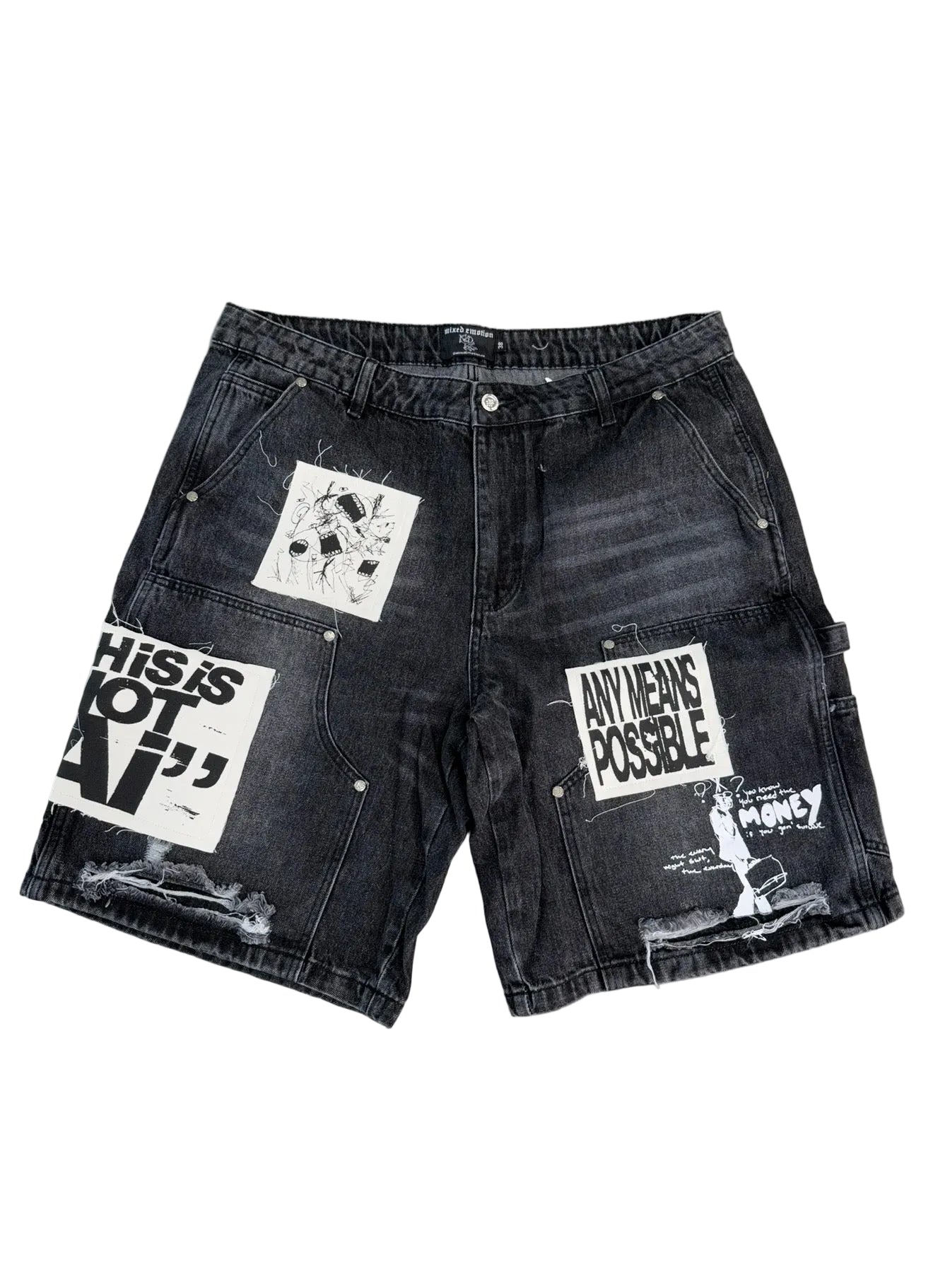 MIXED EMOTION BLACK AI SHORTS