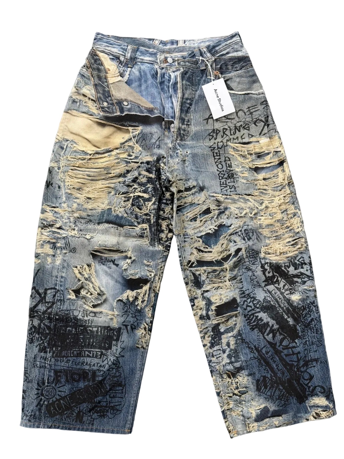 ACNE STUDIOS TORN SCRIBBLE JEANS