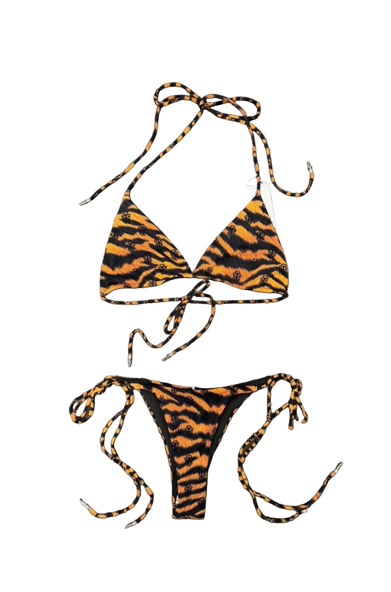 CHROME HEARTS DIPPED IN BLUE ORANGE TIGER BIKINI SET