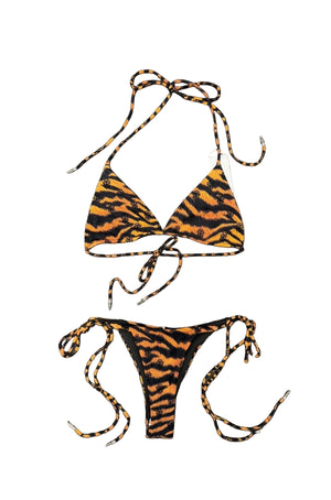 CHROME HEARTS DIPPED IN BLUE ORANGE TIGER BIKINI SET