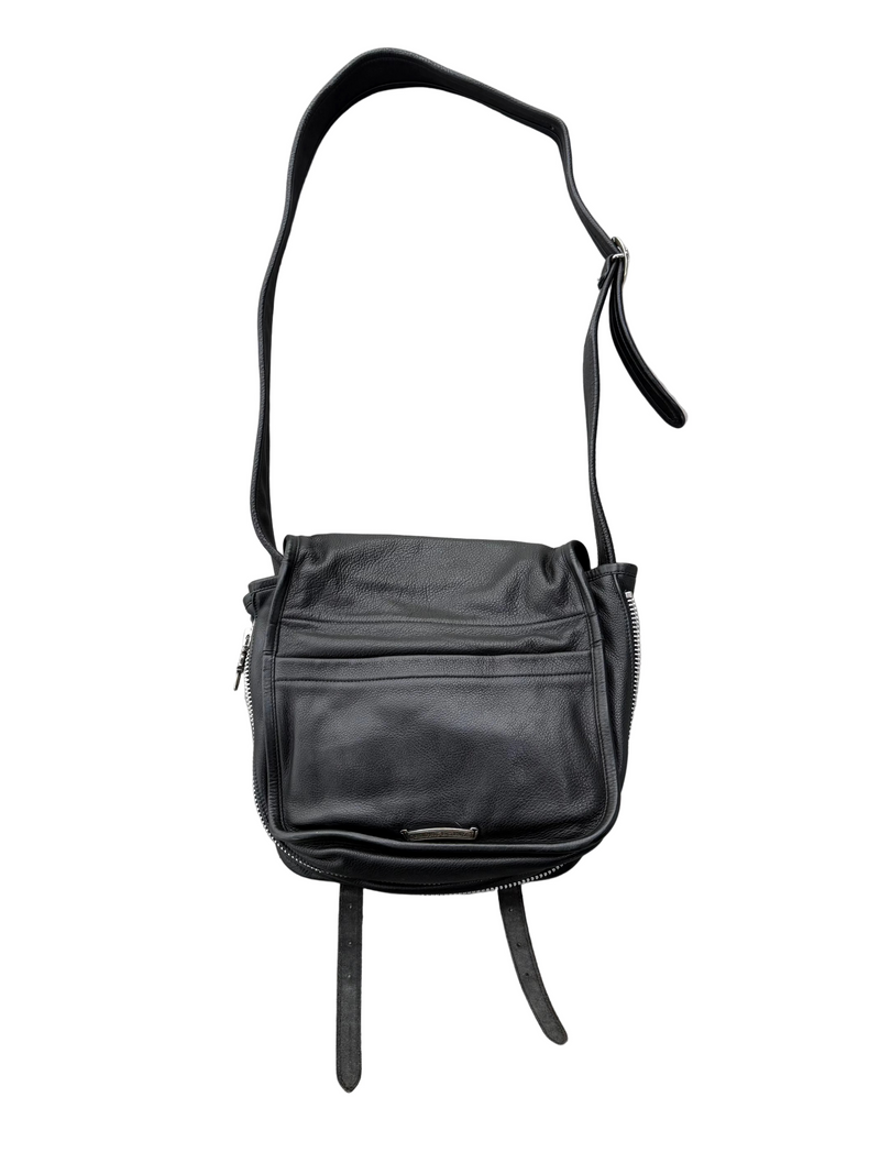 CHROME HEARTS CROSS PATCH LEATHER MESSENGER BAG