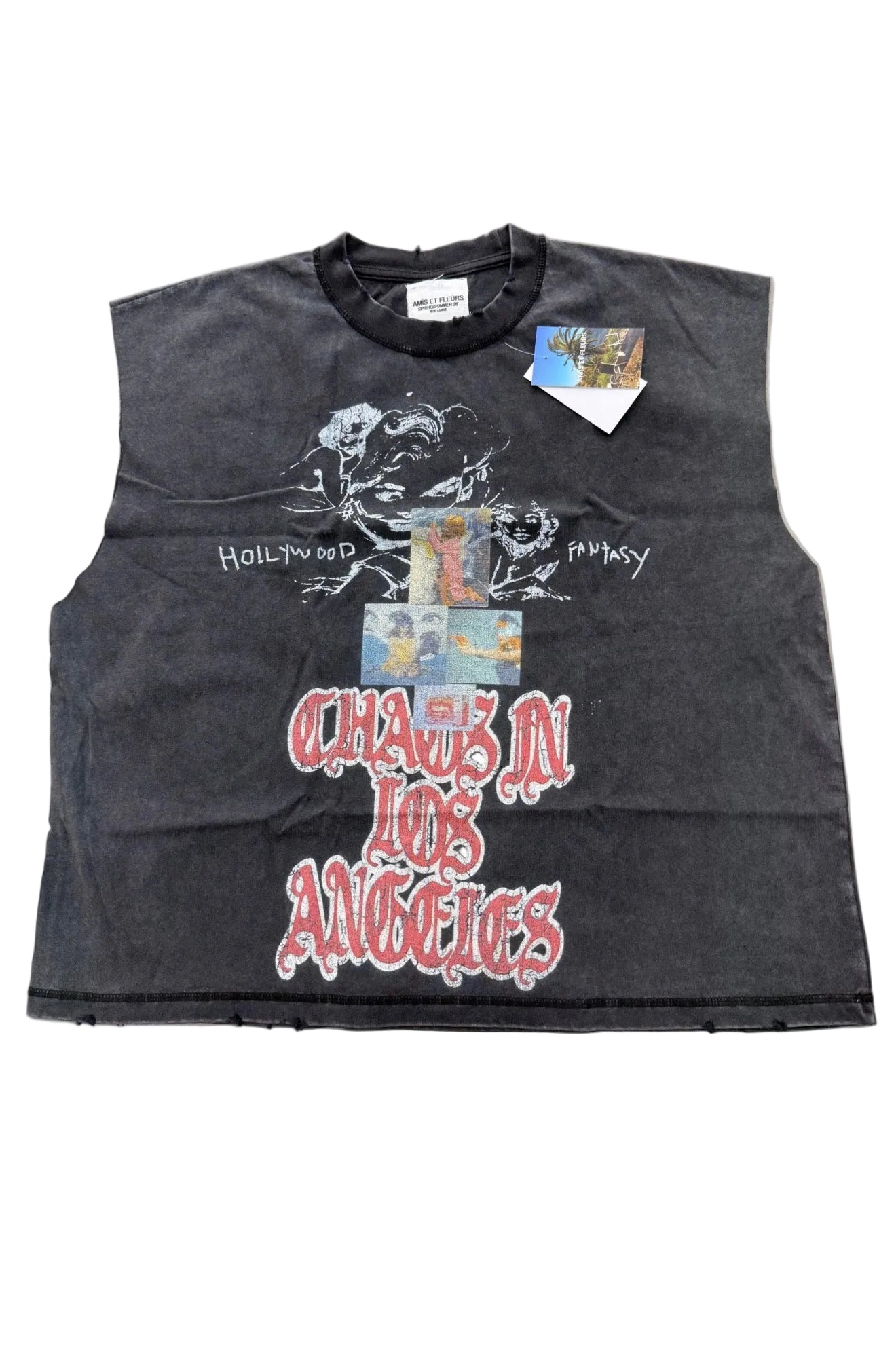 AMIS ET FLEURS CHAOS IN LOS ANGELES CUTOFF TEE