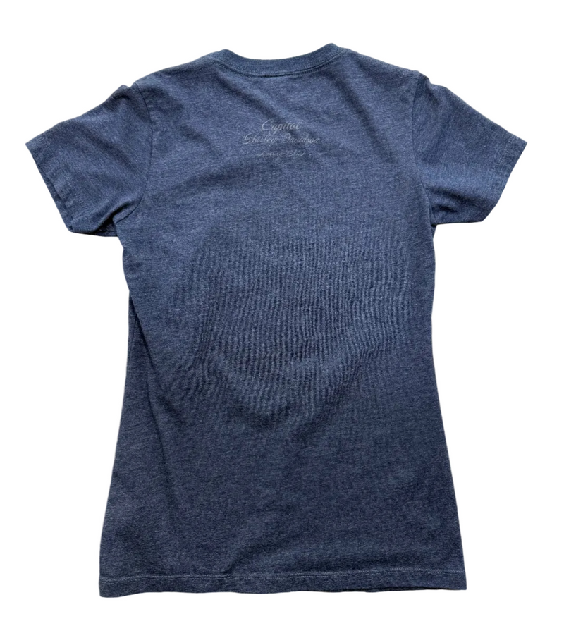 VINTAGE HARLEY DAVIDSON WOMENS METALLIC LOGO GRAPHIC TEE