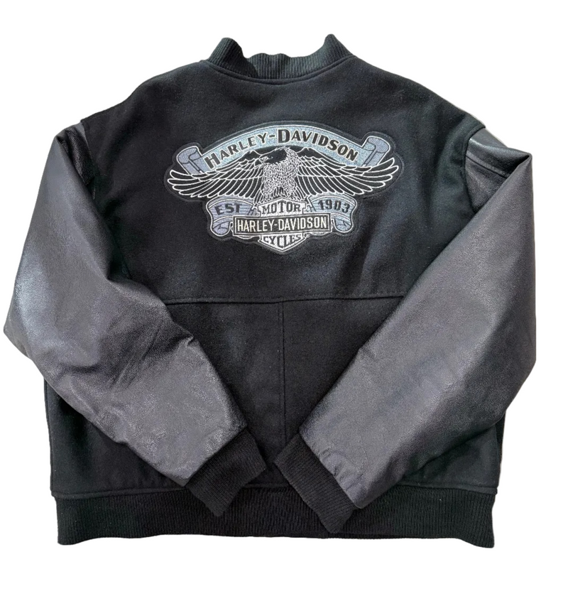 VINTAGE HARLEY DAVIDSON WOOL & LEATHER VARSITY JACKET