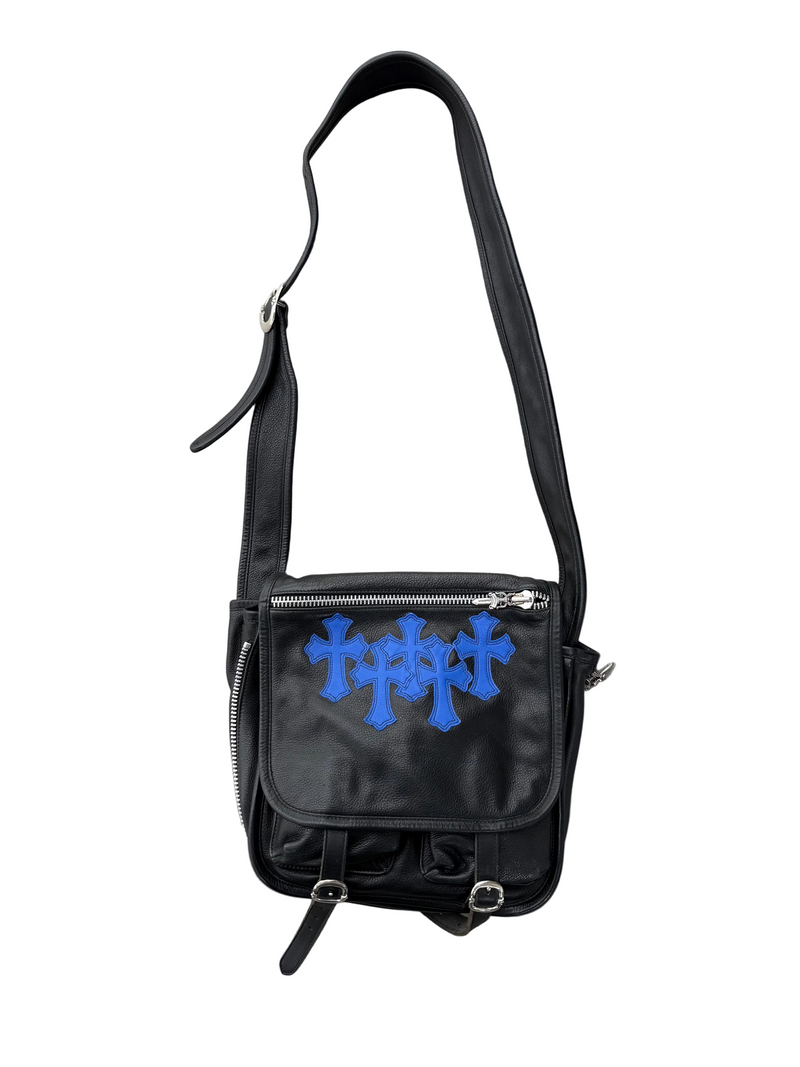 CHROME HEARTS CROSS PATCH LEATHER MESSENGER BAG