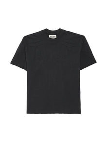 SATOSHI NAKAMOTO BLACK LOGO EMBOSSED TSHIRT