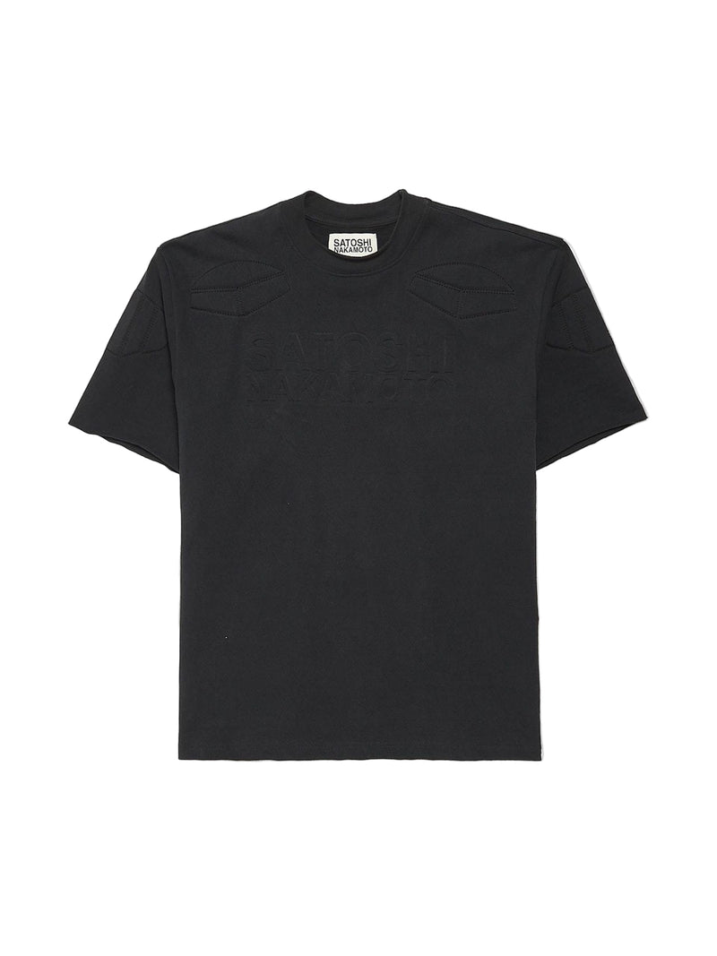 SATOSHI NAKAMOTO BLACK LOGO EMBOSSED TSHIRT